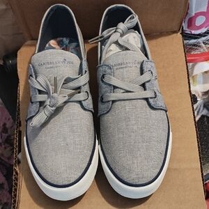 Caribbean Joe Gray Boat Shoes with Canvas Upper and Rubber Sole